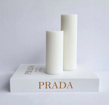 Load image into Gallery viewer, Elegant Aesthetic Ribbed Pillar Candles
