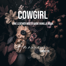 Load image into Gallery viewer, Cowgirl, The Minimalist Vessel, Luxe Rose Gold, 15oz Candle, Fine Leather Meets Dark Vanilla Bean
