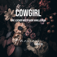 Load image into Gallery viewer, Cowgirl - Custom Fragrance, Luxury Candle - Fine Leather meets Dark Vanilla Bean
