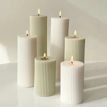 Load image into Gallery viewer, Elegant Aesthetic Ribbed Pillar Candles
