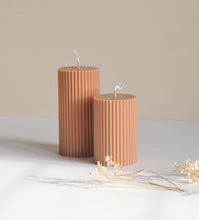 Load image into Gallery viewer, Elegant Aesthetic Ribbed Pillar Candles
